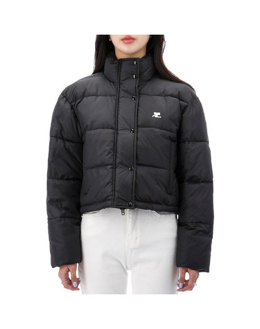 [명품] 꾸레쥬 로고 자수 크롭 패딩 323CMA106PL0112 BLACK