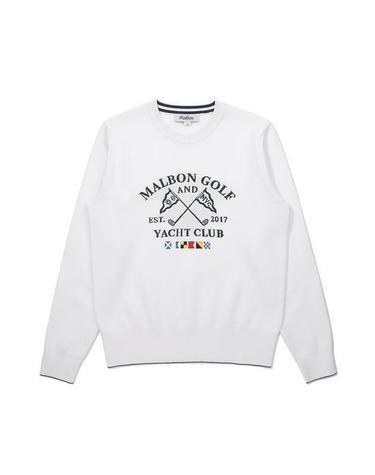 [명품] 말본골프 여성 이중지 라운드 니트 스웨터 아이보리 M6122PKT11IVY