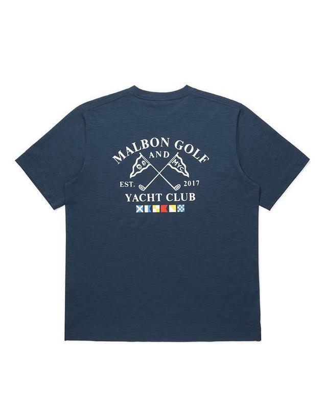말본골프 [명품] 말본골프 YACHT CLUB 유니 라운드 티셔츠 네이비 M6123PRS02NVY 착용컷
