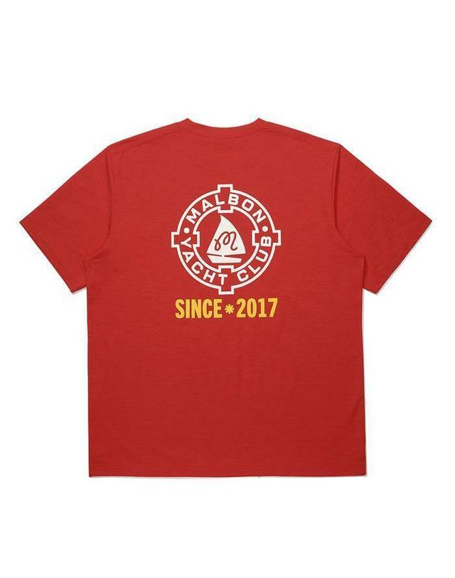 말본골프 [명품] 말본골프 YACHT CLUB 유니 라운드 티셔츠 레드 M6123PRS02RED 핑크 착용컷