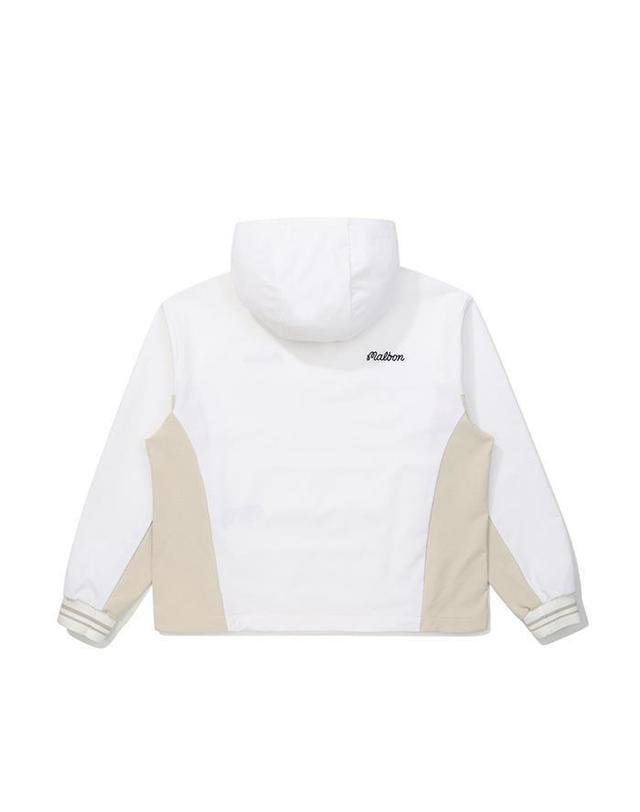 말본골프 [명품] 말본 우븐라이크 저지 후드 아노락 WHITE M6122PPI11WHT 아이보리 착용컷
