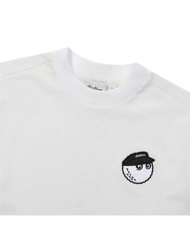말본골프 [명품] 말본 모크넥 긴팔티 OFF WHITE M6121PTL03OWT 밝은 블루 착용컷