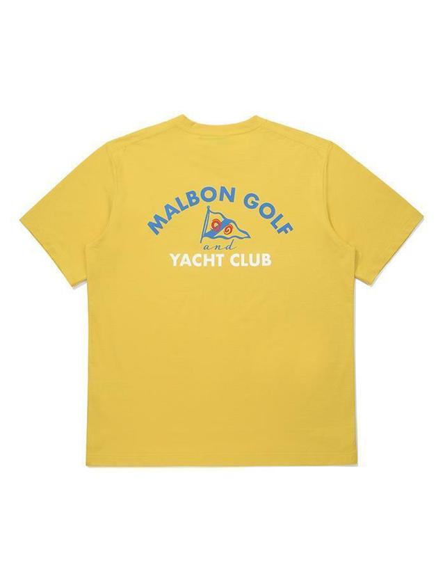 말본골프 [명품] 말본 YACHT CLUB 유니 라운드 티셔츠 YELLOW M6123PRS02YEL 베이지 착용컷