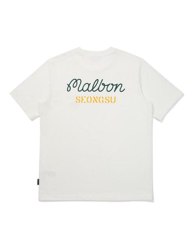 말본골프 [명품] 말본 싸인 포스트 유니 라운드 티셔츠 OFF WHITE M6123PRS93OWT 아이보리 착용컷