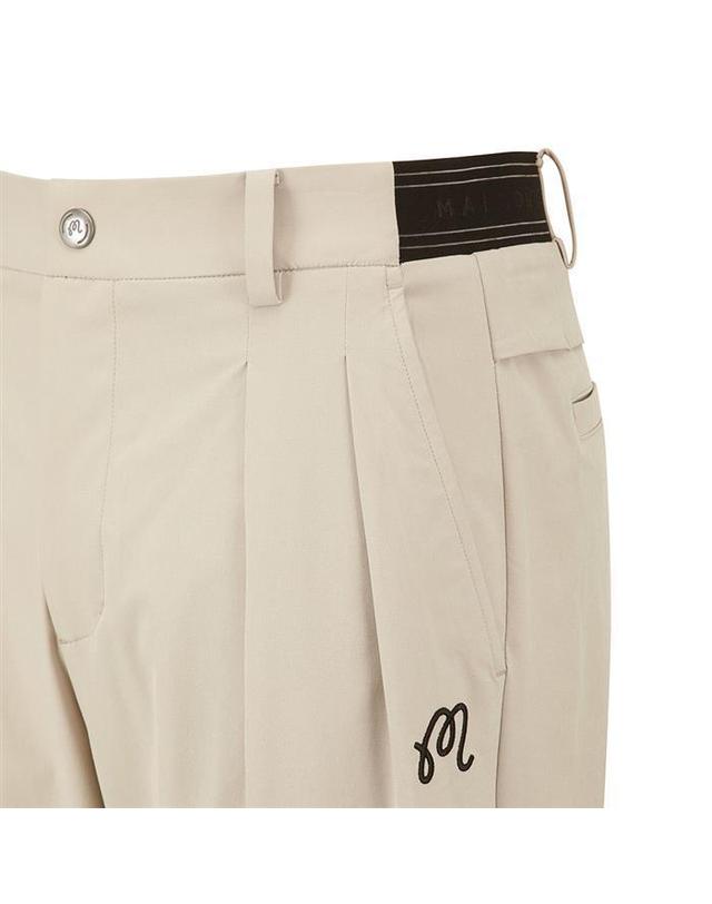 말본골프 [명품] 말본 투턱 세미 와이드 팬츠 LIGHT BEIGE M6121PPT08LBE 아이보리 착용컷