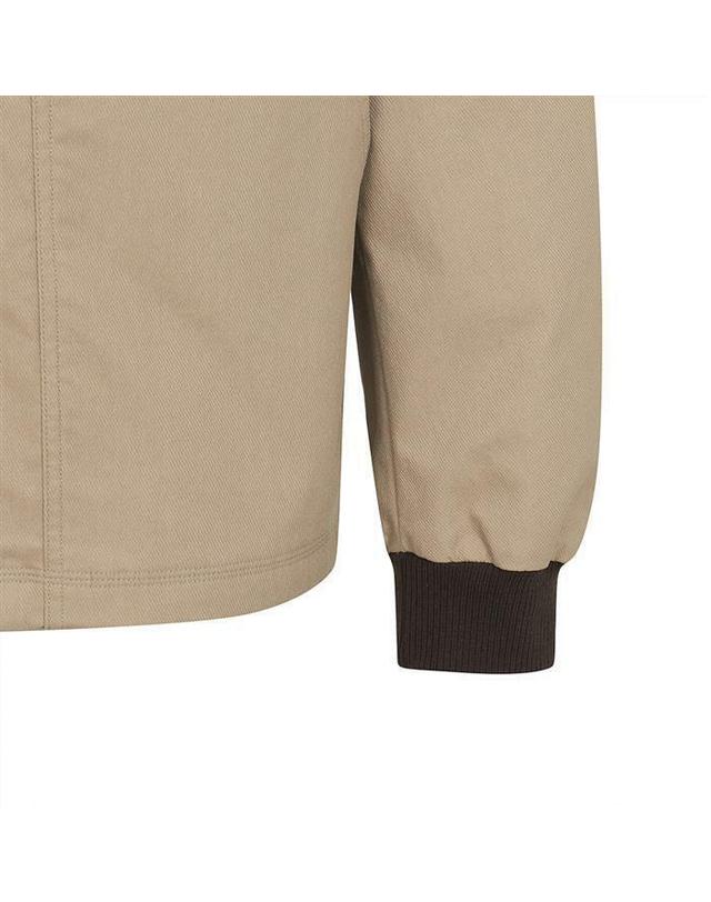 말본골프 [명품] 말본골프 카라 배색 트러커 자켓 BEIGE M6121LJK01BEI 밝은 그레이 착용컷