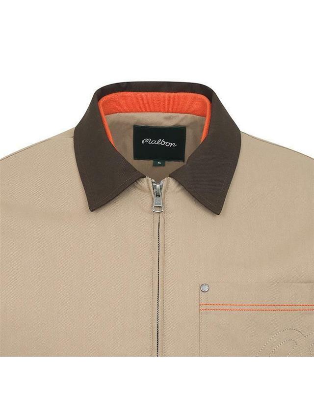 말본골프 [명품] 말본골프 카라 배색 트러커 자켓 BEIGE M6121LJK01BEI 밝은 그레이 착용컷
