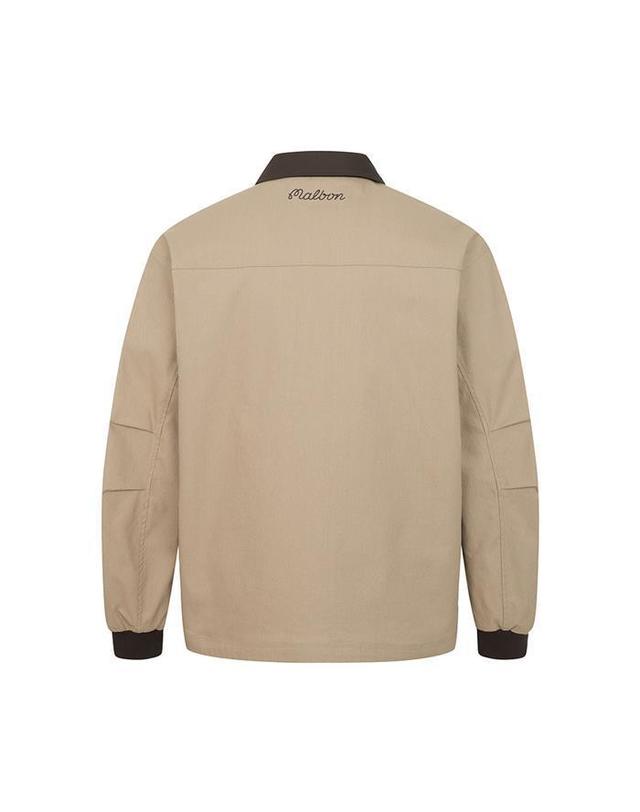 말본골프 [명품] 말본골프 카라 배색 트러커 자켓 BEIGE M6121LJK01BEI 밝은 그레이 착용컷