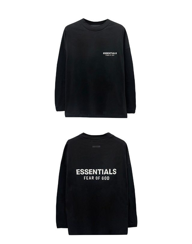 피어오브갓 [명품] 에센셜 로고 저지 롱 슬리브 블랙 남성 티셔츠 125HO244370F 001 / BLACK 착용컷
