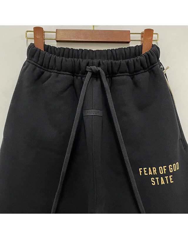 피어오브갓 [명품] 피어오브갓 에센셜 여성 로고 플리스 밴딩 트랙 팬츠 블랙 130BT245160FW BLACK 착용컷