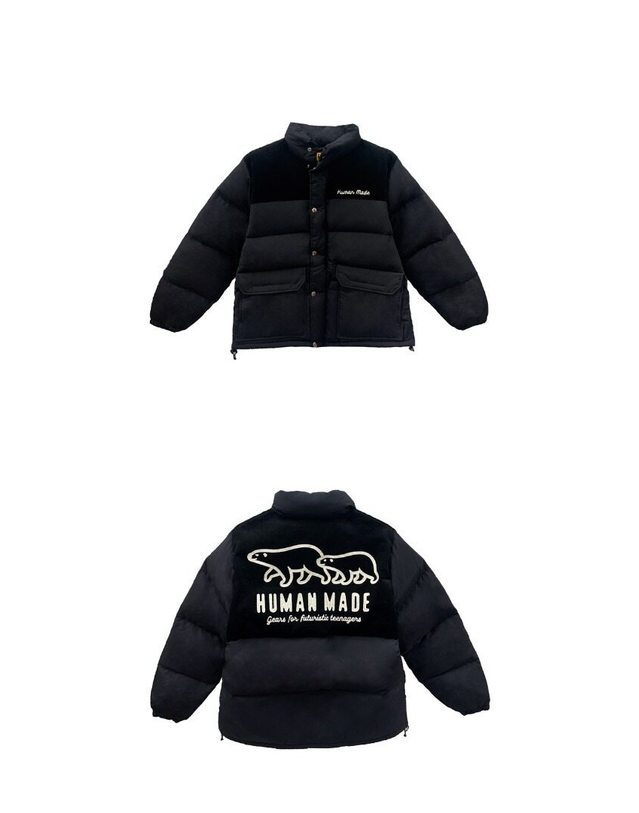 휴먼메이드 [명품] HM26JK031 BLK 자수로고 다운 패딩 자켓 블랙 남성 패딩 / BLACK 착용컷