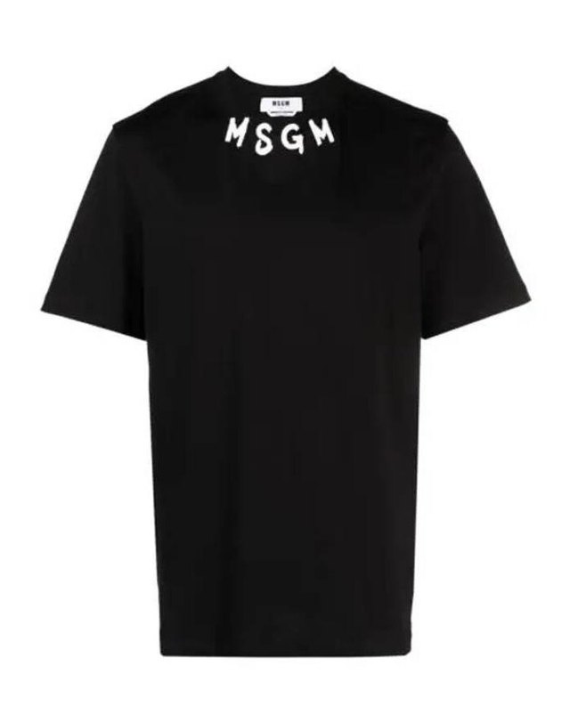 엠에스지엠 [명품] 엠에스지엠 브러쉬 스트로크 로고 반팔 티셔츠 3640MM118 247002 99 BLACK 착용컷