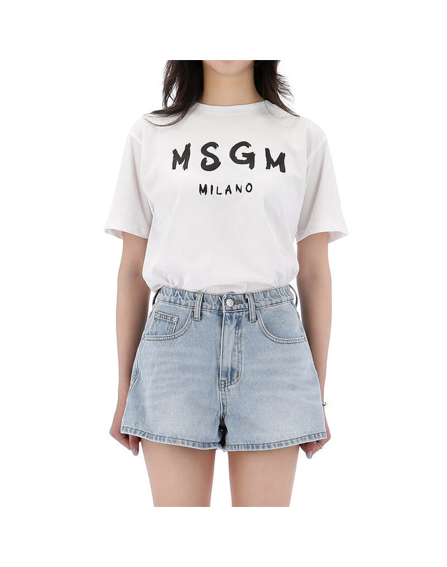 엠에스지엠 [명품] 26SS MSGM 로고 반팔 티셔츠 성인 S6MSJUTH001 001 AK 밝은 그레이 착용컷