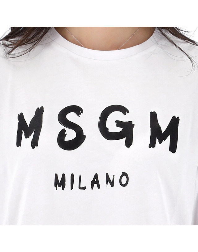 엠에스지엠 [명품] 26SS MSGM 로고 코튼 반팔 원피스 성인 S6MSJGDR068 001 AK 밝은 그레이 착용컷
