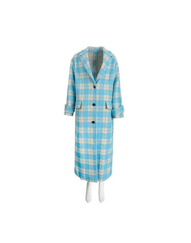 엠에스지엠 [중고명품] [중고명품] MSGM 55 FW 라이트블루 체크 버튼 롱 코트 밝은 블루 착용컷