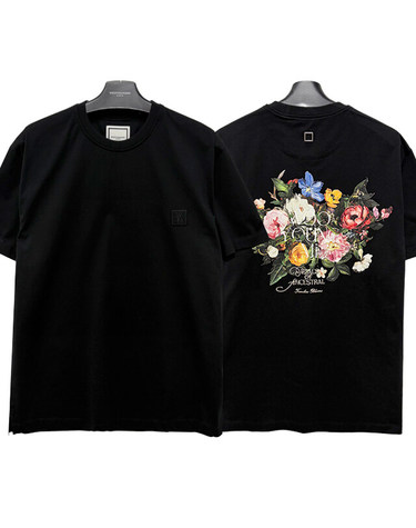 [명품] 25FW 우영미 플라워 백로고 반팔티 블랙 W253TS06 708B
