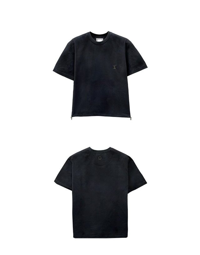 우영미 [명품] 로고 스트링 라운드 반팔티셔츠 그레이 남성 티셔츠 W243TS11706G / BLACK 착용컷