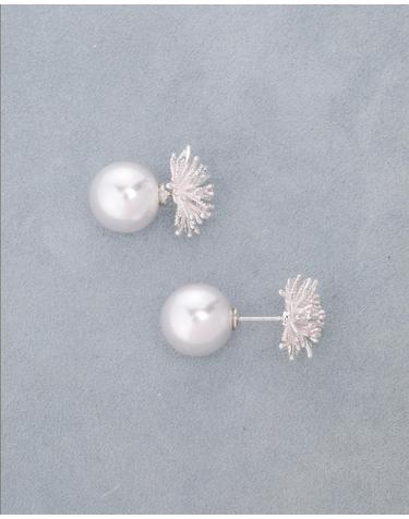 [컨젠] Silver Flare Pearl Earrings 실버 플레어 펄 이어링