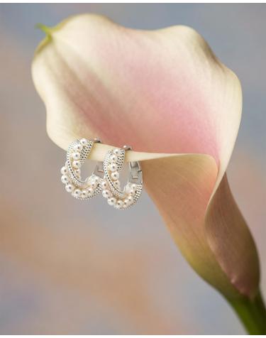 [컨젠] Braid Pearl Loop Earrings 브레이드 펄 루프 이어링