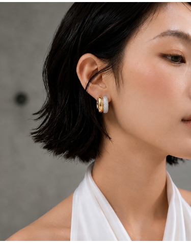 [컨젠] Dual Curve Pavé Earrings 듀얼 커브 파베 이어링