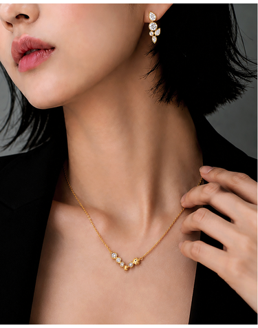 [컨젠] Ascending Curve Pavé Necklace 어센딩 커브 파베 네크리스