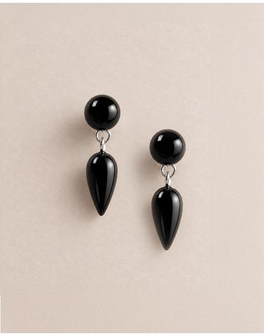 [컨젠] Noir Spire Agate Earrings 누아르 스파이어 아게이트 이어링