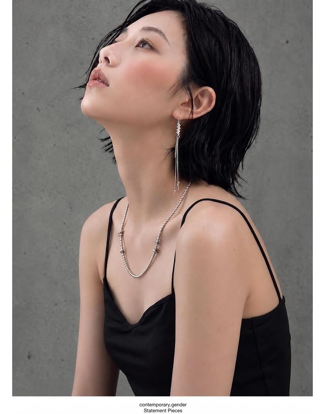 컨템포러리젠더 [컨젠] Raw Sculpt Chain Necklace 로 스컬프트 체인 네크리스 실버 착용컷