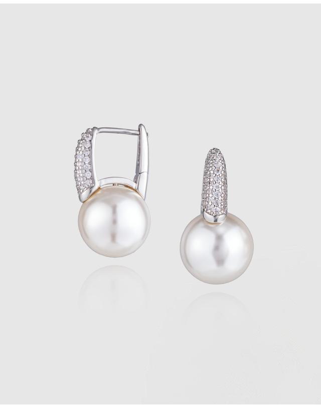 컨템포러리젠더 [컨젠] Pave Arch Pearl Drop Earrings 파베 아크 펄 드롭 이어링 실버 착용컷