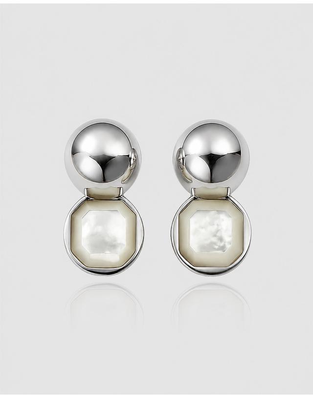 컨템포러리젠더 [컨젠] Sphere Shell Drop Earrings 스피어 쉘 드롭 이어링 실버 착용컷