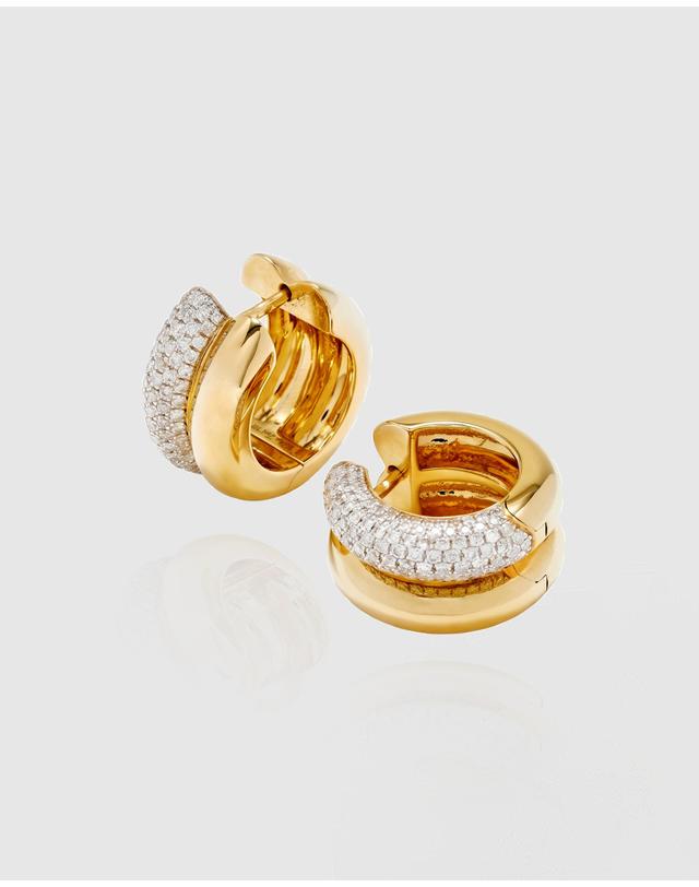 컨템포러리젠더 [컨젠] Dual Curve Pavé Earrings 듀얼 커브 파베 이어링 골드 착용컷