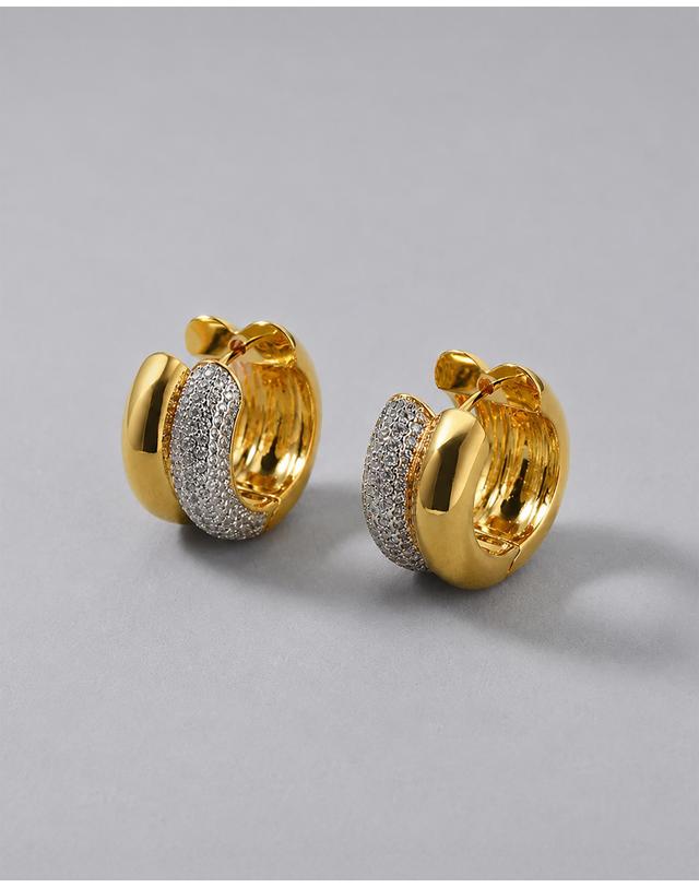 컨템포러리젠더 [컨젠] Dual Curve Pavé Earrings 듀얼 커브 파베 이어링 골드 착용컷