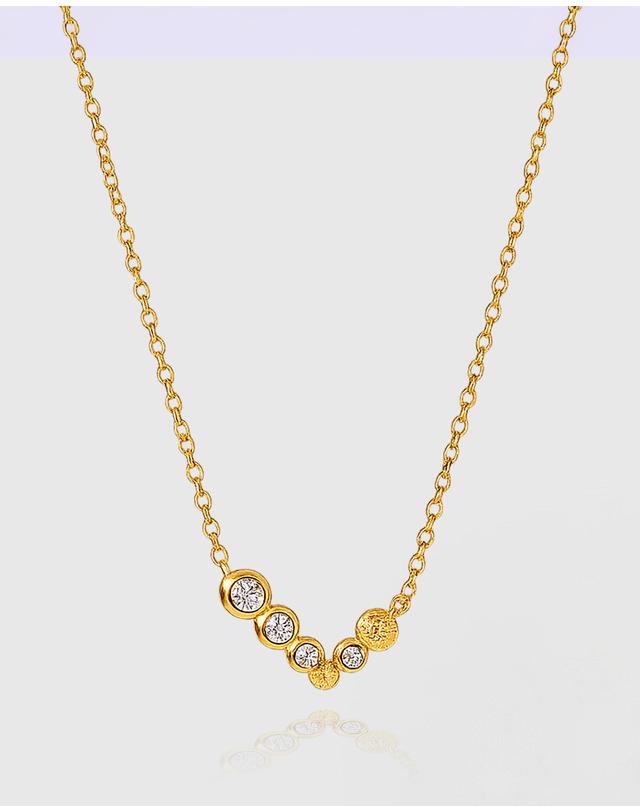 컨템포러리젠더 [컨젠] Ascending Curve Pavé Necklace 어센딩 커브 파베 네크리스 골드 착용컷