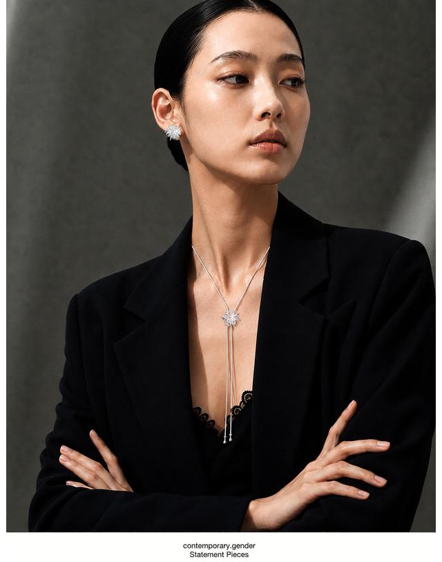 컨템포러리젠더 [컨젠] Silver Flare Lariat Necklace 실버 플레어 라리엇 네크리스 착용컷