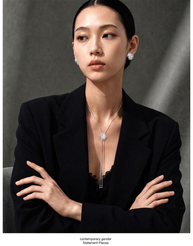 컨템포러리젠더 [컨젠] Silver Flare Lariat Necklace 실버 플레어 라리엇 네크리스 착용컷