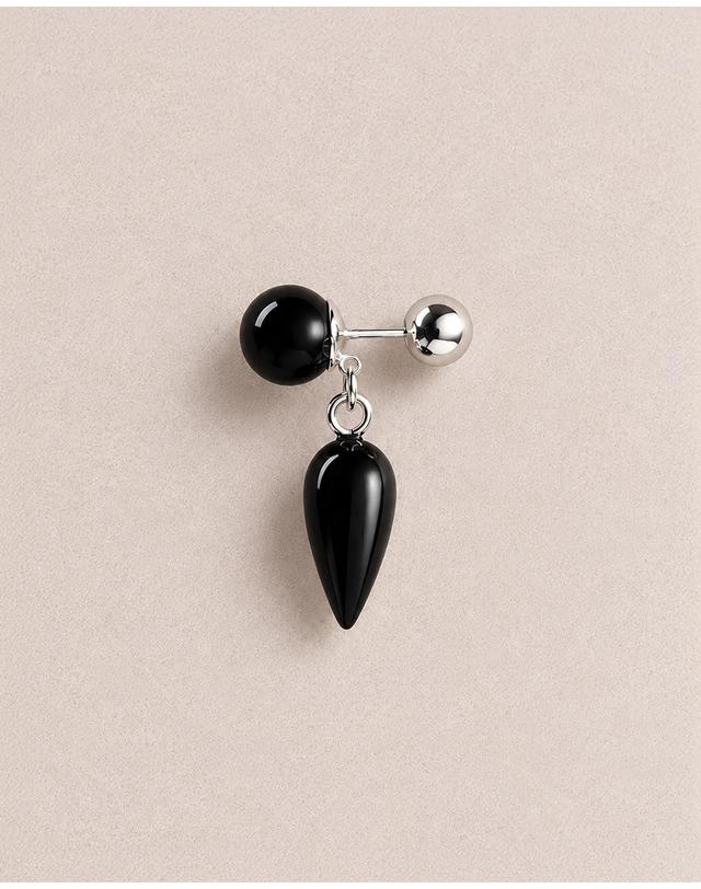 컨템포러리젠더 [컨젠] Noir Spire Agate Earrings 누아르 스파이어 아게이트 이어링 블랙 착용컷