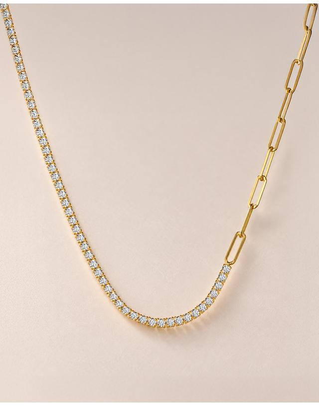 컨템포러리젠더 [컨젠] Splice Segment Cubic Necklace 스플라이스 세그먼트 큐빅 네크리스 골드 착용컷