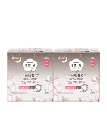 좋은느낌 무표백 입는 오버나이트 중형 8매 x 2팩