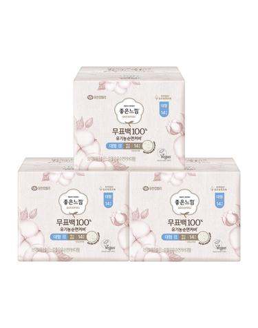 좋은느낌 무표백 유기농순면 대형 14매 x 3팩
