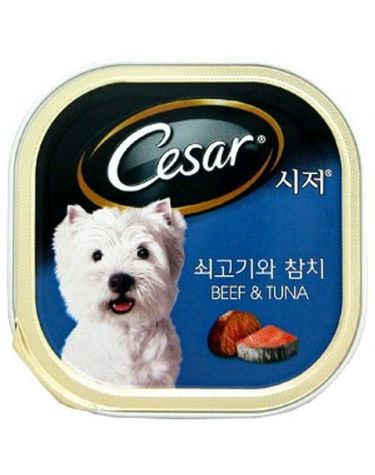 시저캔 쇠고기와 참치 24개1박스 강아지캔 통조림