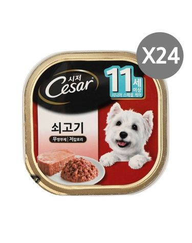 강아지 쇠고기 습식 캔 100g 24P 시저 노견 시니어