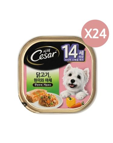 강아지 닭고기 습식 캔 100g 24P 시저 통조림 노견