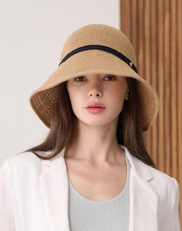리본 와이드 보닛햇 CF081HT068