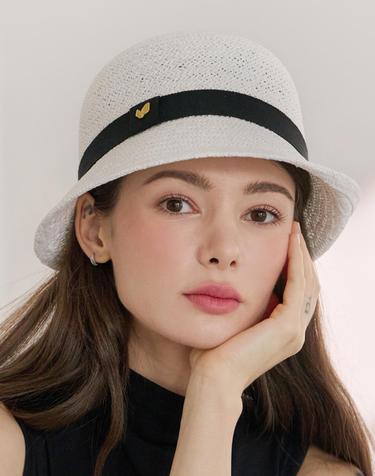 지사 리본 클로슈 햇 CF071HT001 WHI_BK