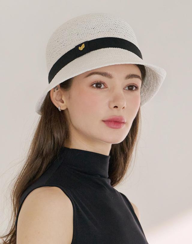 코이프 지사 리본 클로슈 햇 CF071HT001 WHI_BK 착용컷