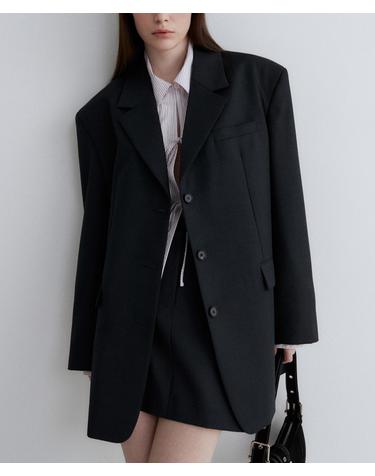 (우먼)울 대디 핏 블레이저 차콜