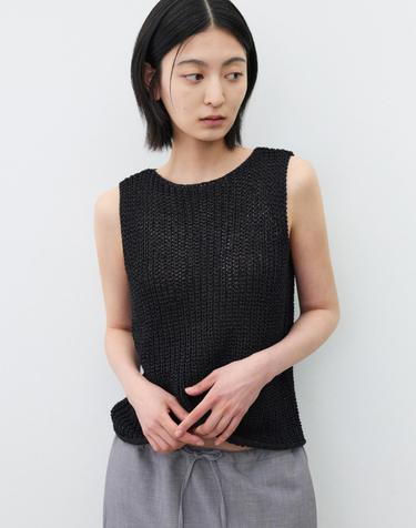 (우먼)페이퍼 코튼 베스트 블랙