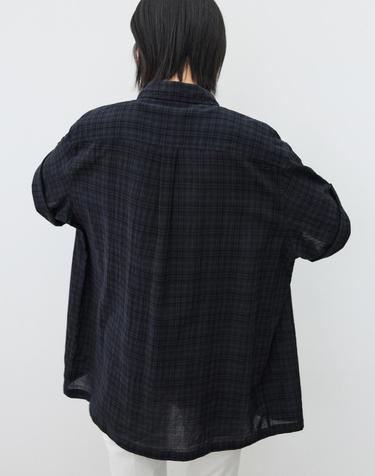 (우먼)에어리 쉐도우 하프 체크 셔츠 차콜