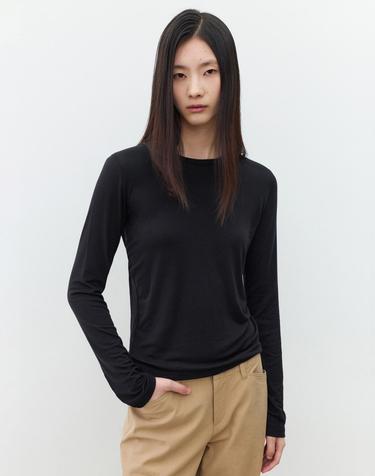 (우먼)데일리 울 텐셀 롱 슬리브 블랙