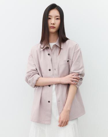 (우먼)내추럴 텍스처 오버 셔츠 애쉬 핑크