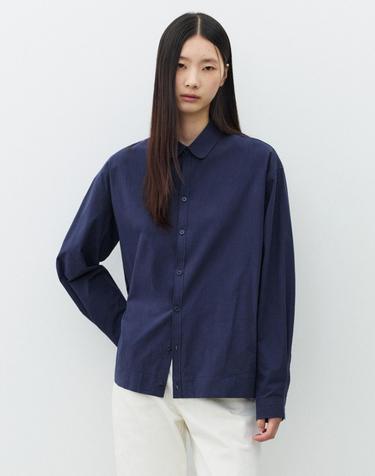 (우먼)페탈 카라 라이트 셔츠 네이비